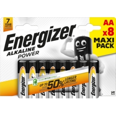 ENERGIZER Alkaline Batteries AA 8's I/cd