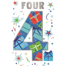 AGE 4 CARDS,Male 6's Presents & Stars