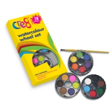 WATERCOLOUR PAINTS,18's Wheel Set inc paint brush(Was £1.49)