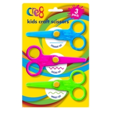 CRAFT SCISSORS,Kids I/cd 3 Assorted Cuts Cre8