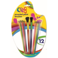 PAINT BRUSHES,12 Assorted I/cd Cre8