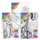 VELVET POSTER ART,Landscapes 3 Assorted & 6 Fibre Pens