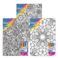 VELVET POSTER ART,Mandala 3 Assorted & 6 Fibre Pens