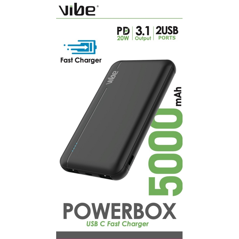 POWER BANK CHARGER, 5000mAh Portable USB/USB C
