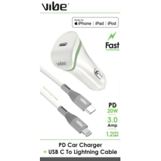 PD CAR CHARGER, Plus USB C To Lightning Cable, 3.0Amp H/pk.