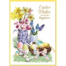 EASTER CARDS,Open 6's Eggs & Floral Vases