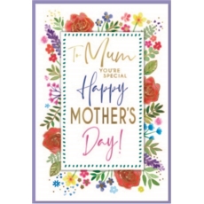 MOTHER'S DAY CARDS,Mum 6's Floral Text