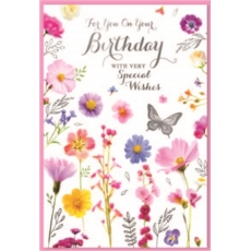 BIRTHDAY CARDS,6's Floral Butterflies