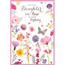 BIRTHDAY CARDS,Daughter in Law Floral Butterflies