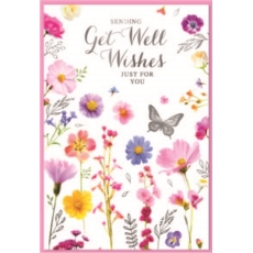 GET WELL CARDS, 6's Floral Butterflies