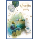 BIRTHDAY CARDS,Grandson 6's Cake, Balloons & Presents