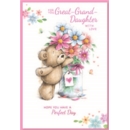 BIRTHDAY CARDS,Great Grandd'tr 6's Teddy with Flowers