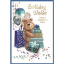 GREETING CARDS,Birthday 6's Bear, Presents & Balloons
