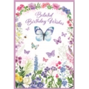 BELATED BIRTHDAY CARD, 6's Floral Butterflies