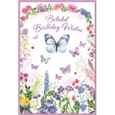 BELATED CARDS,6's Floral Butterflies