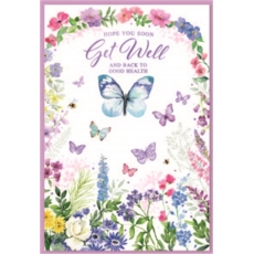 GET WELL CARDS,6's Floral Butterflies