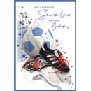 BIRTHDAY CARDS,Son in Law 6's Football Boots & Ball