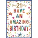 AGE 21 CARDS, 6's Male Text & Stars