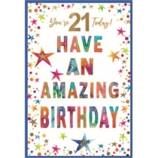AGE 21 CARDS, 6's Male Text & Stars