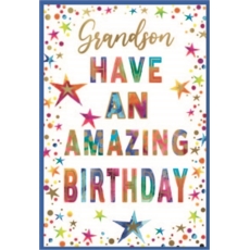BIRTHDAY CARDS,Grandson 6's Text & Stars