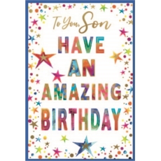 BIRTHDAY CARDS,Son 6's Text & Stars