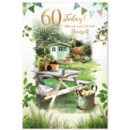 AGE 60 CARDS, 6's Male Garden Bench & Shed