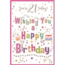AGE 21 CARDS, 6's Female Text & Streamers