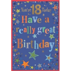 AGE 18 CARDS 6's Male Text & Stars