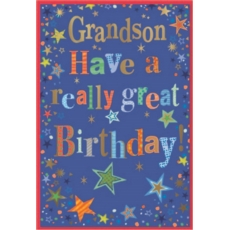 BIRTHDAY CARDS,Grandson 6's Text & Stars
