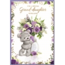 BIRTHDAY CARDS,Granddaughter Teddy with Flowers