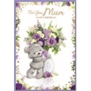 BIRTHDAY CARDS,Mum 6's Teddy with Flowers