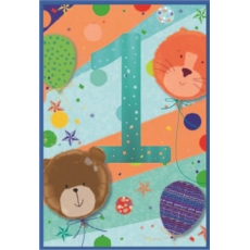 AGE 1 CARDS, 6's Male Animal Balloons