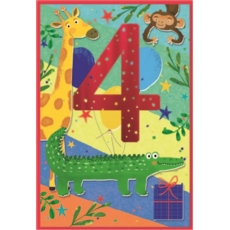 AGE 4 CARDS,Male 6's Jungle Animals