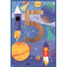 AGE 5 CARDS, 6's Male Space Rockets & Planets