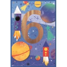 AGE 6 CARDS, 6's Male Space Rockets & Planets