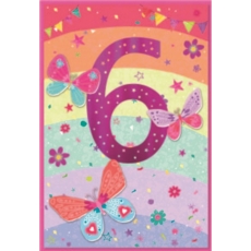 AGE 6 CARDS, 6's Female Butterflies & Rainbow