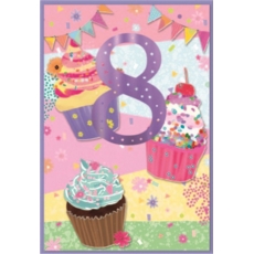 AGE 8 CARDS,6's Female Cupcakes