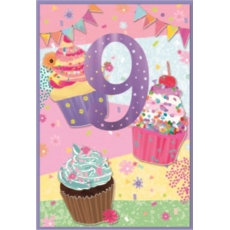 AGE 9 CARDS,6's Female Cupcakes