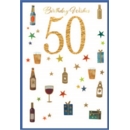 AGE 50 CARDS, 6's Male Beer, Wine & Presents