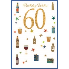 AGE 60 CARDS, 6's Male Beer, Wine & Presents