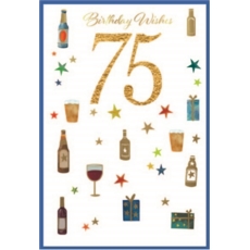 AGE 75 CARDS, 6's Male Beer, Wine & Presents