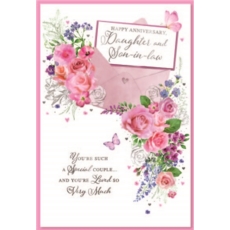 ANNIVERSARY CARDS,Daughter & Son in Law  Floral Envelope