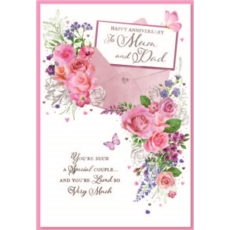 ANNIVERSARY CARDS,Mum & Dad 6's Floral Envelope