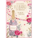 GREETING CARDS,Husband Anni.6's Pink Flowers & Bubbly