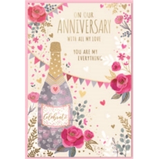 ANNIVERSARY CARDS, Our Pink Flowers & Bubbly