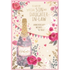 ANNIVERSARY CARDS,Son & Daug. in Law 6's Flowers & Bubbly