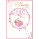 GREETING CARDS,Baby Girl 6's Teddy in Pink Wreath