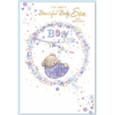 GREETING CARDS,Baby Boy 6's Teddy in Blue Wreath