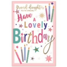 BIRTHDAY CARDS,Granddaughter Stars & Candles