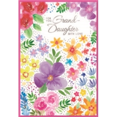 BIRTHDAY CARDS,Granddaughter Colourful Flowers